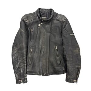 Vintage Segura Leather Moto Jacket Men Black International Sportswear France